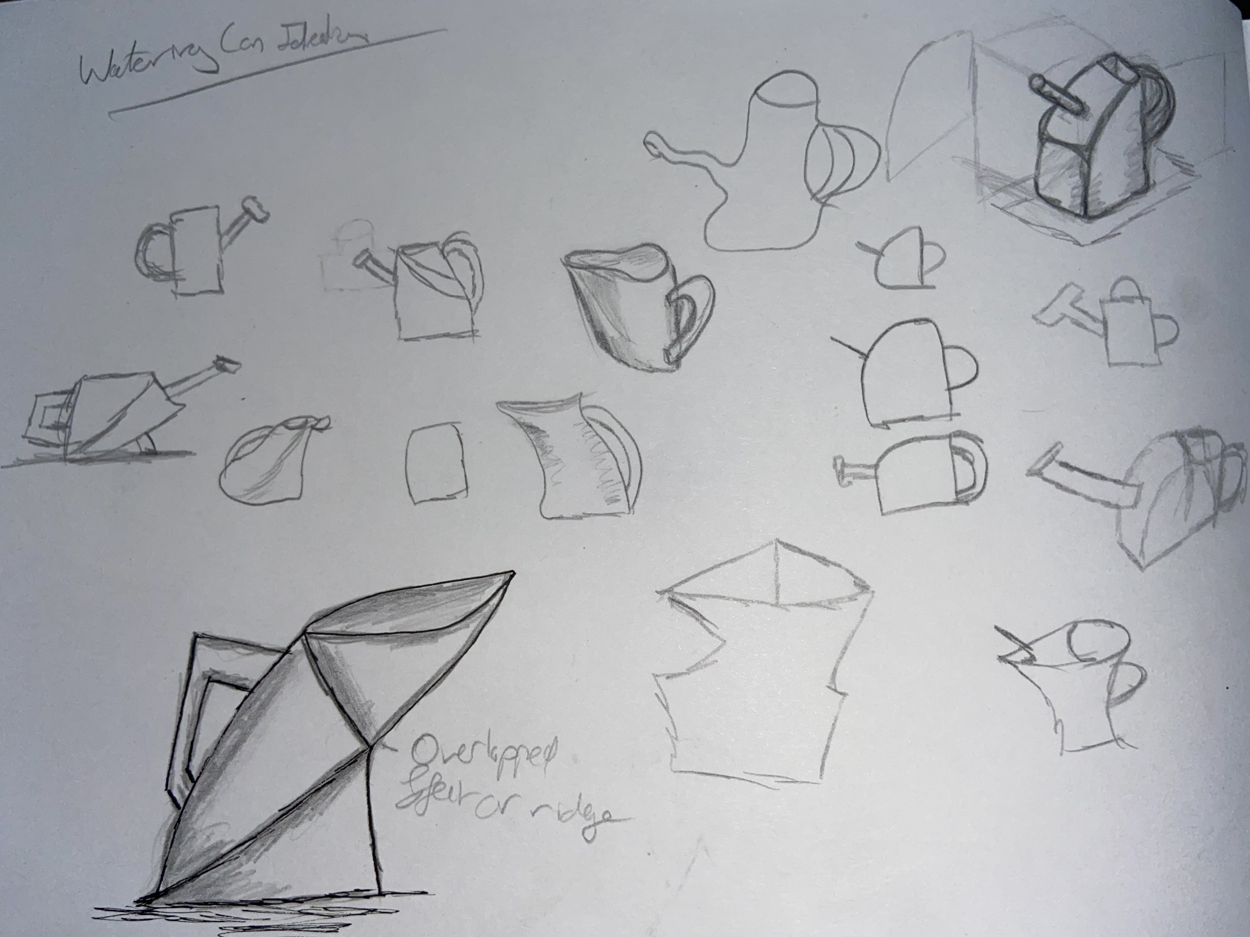 Origin Plastics — sketch page, watering can profile studies