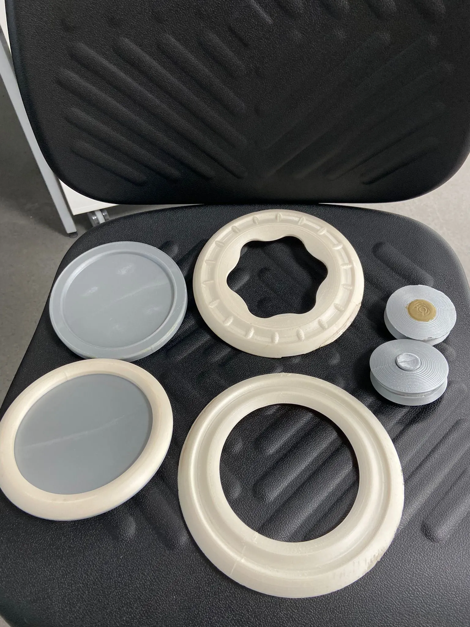 THUDPUK PLA prototypes — late-stage profiles approaching final form