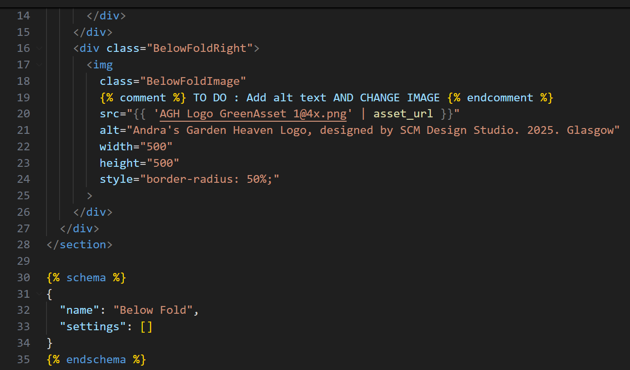 Liquid template snippet — Shopify theme code structure